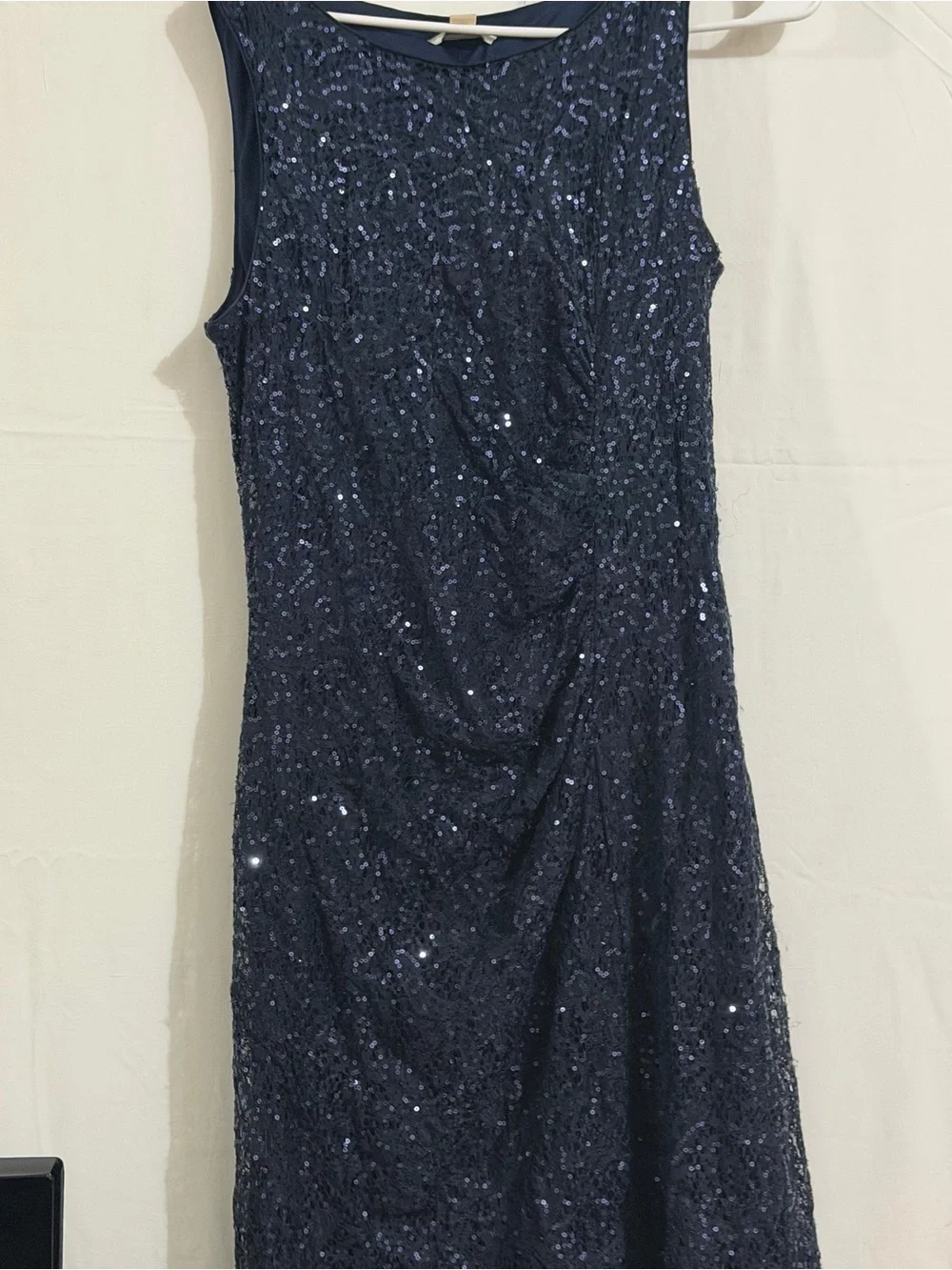 Calvin Klein Navy Sequin Sleeveless Evening Gown